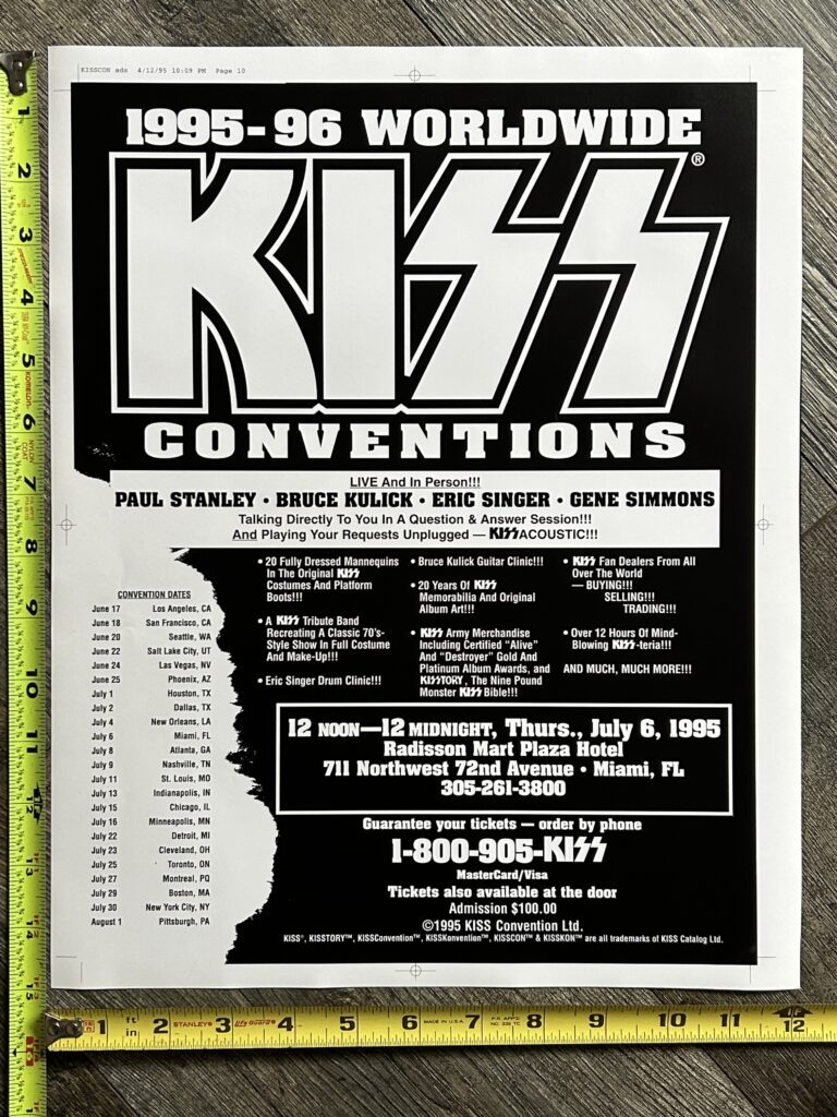 KISS Concert Poster Proof Miami July 6 Unplugged Convention Tour Vintage Kiss