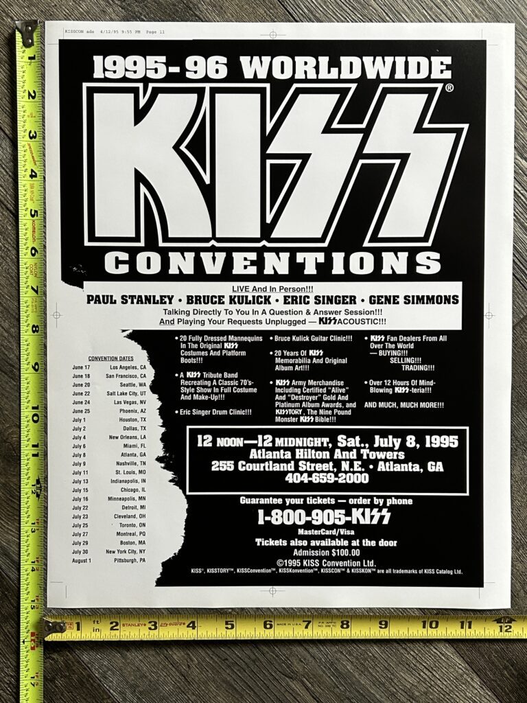 KISS Concert Poster Proof Atlanta July 8 Unplugged Convention Tour Vintage Kiss