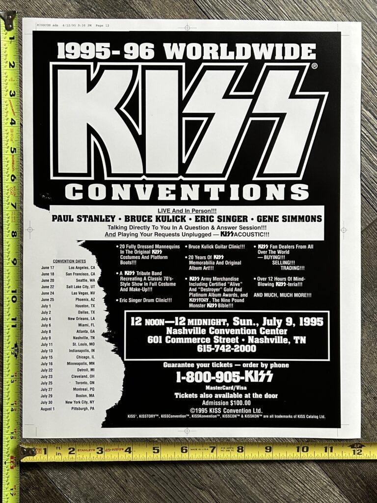 KISS Concert Poster Proof Nashville July9 Unplugged Convention Tour Vintage Kiss