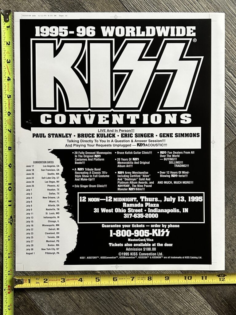 KISS Concert Poster Proof Indianapolis Unplugged Convention Tour Vintage Kiss