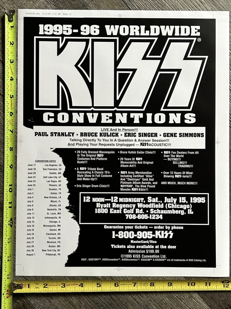 KISS Concert Poster Proof Chicago July 15 Unplugged Convention Tour Vintage Kiss