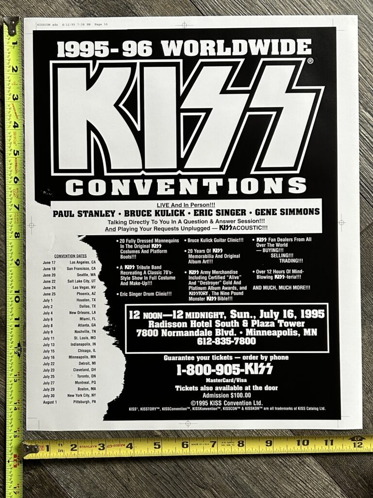 KISS Concert Poster Proof Minneapolis Unplugged Convention Tour '95 Vintage Kiss