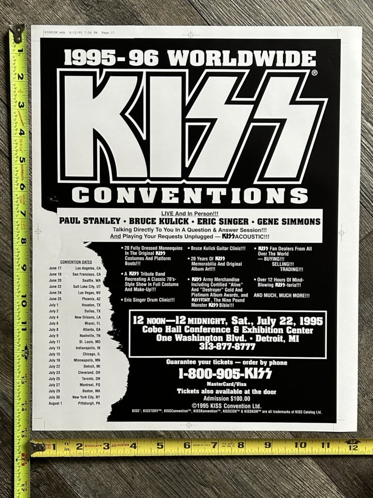 KISS Concert Poster Proof Detroit July 22 Unplugged Convention Tour Vintage Kiss