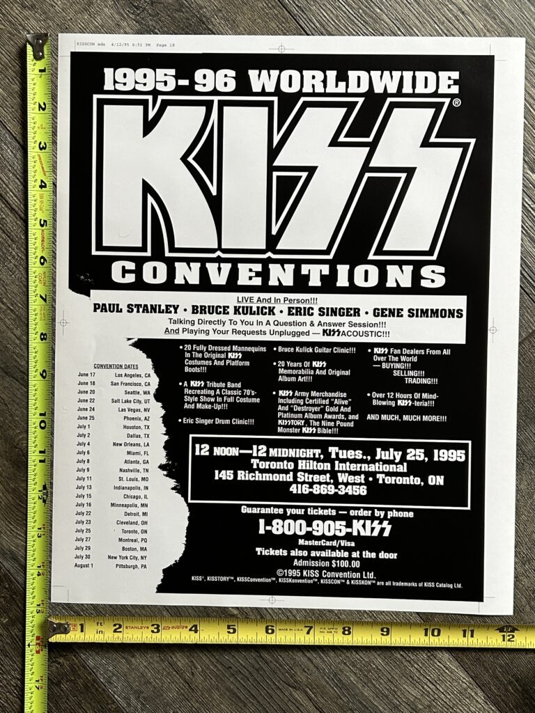 KISS Concert Poster Proof Toronto July 25 Unplugged Convention Tour Vintage Kiss