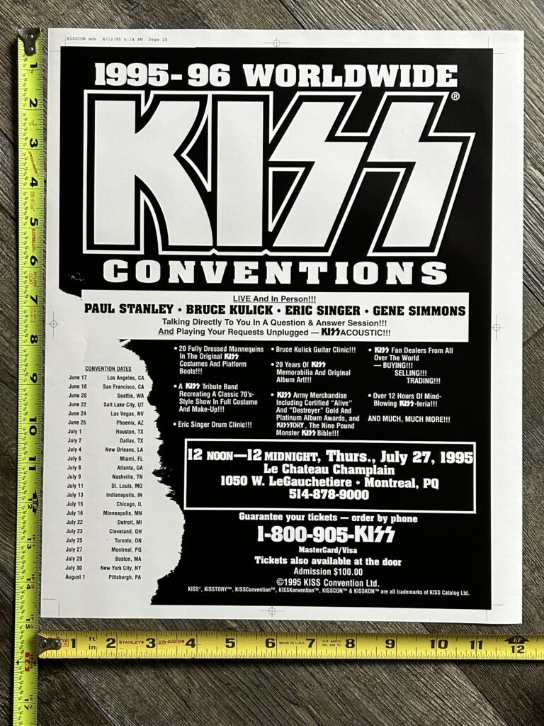KISS Concert Poster Proof Montreal July27 Unplugged Convention Tour Vintage Kiss