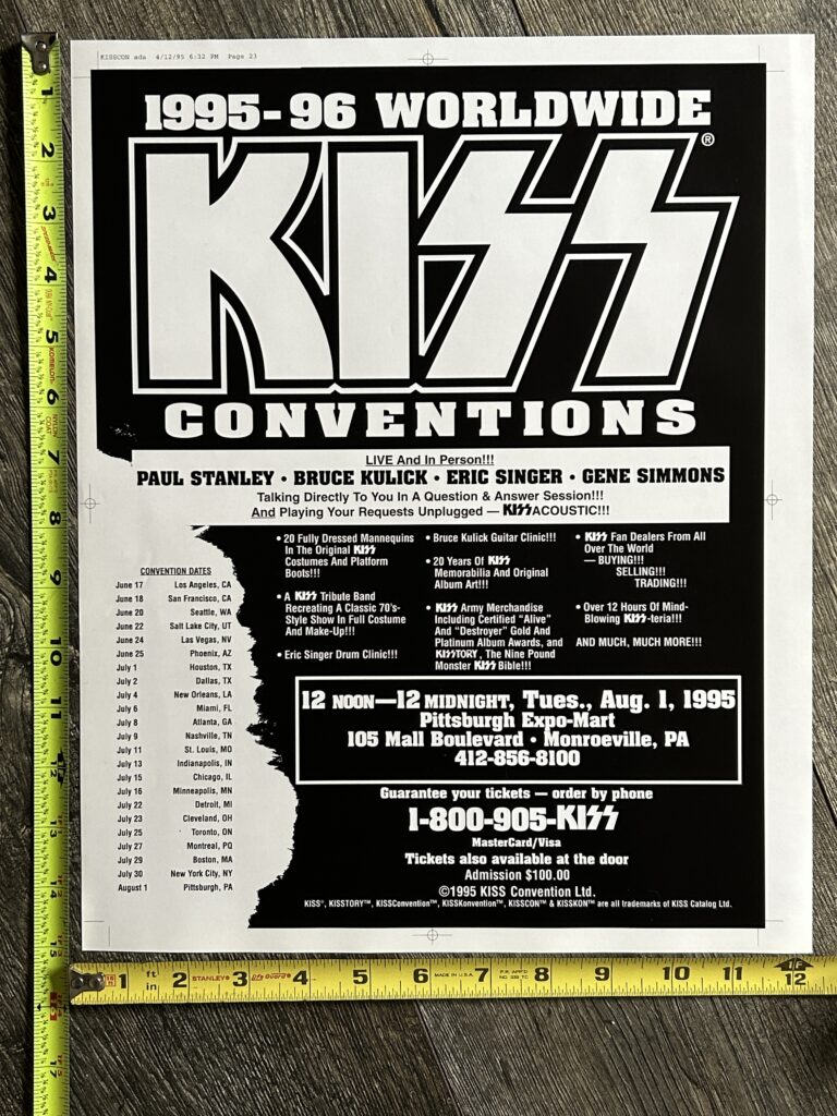 KISS Concert Poster Proof Pittsburgh Aug1 Unplugged Convention Tour Vintage Kiss