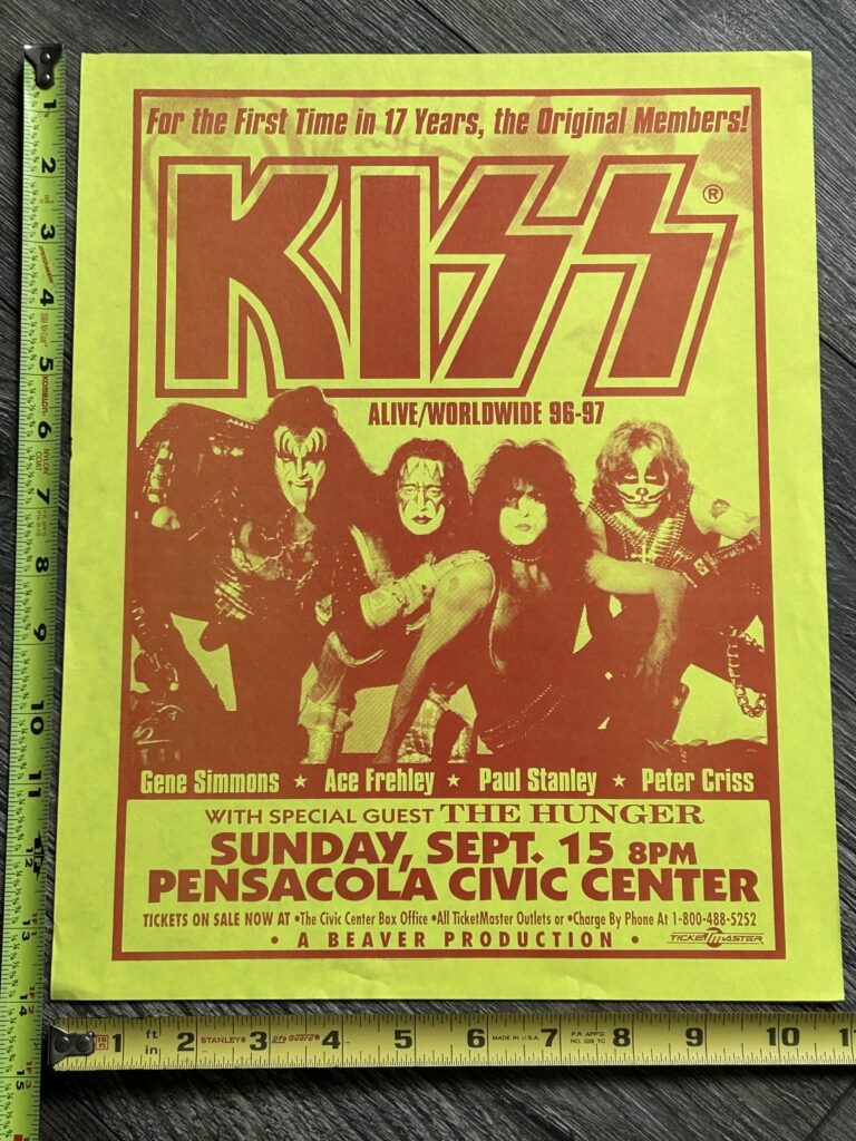 KISS Concert Poster Alive Reunion Tour Pensacola FL Sept 15 1996 Vintage Kiss