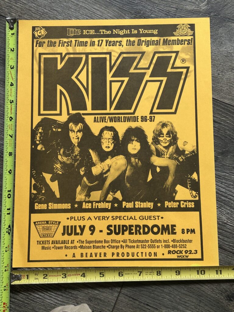 KISS Concert Poster Reunion Tour New Orleans July 9 1996 Orange Vintage Kiss