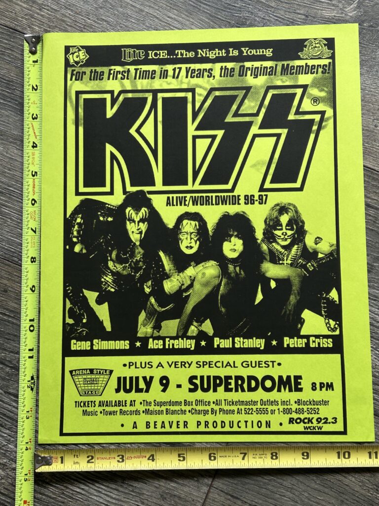 KISS Concert Poster Reunion Tour New Orleans July 9 1996 Green Vintage Kiss