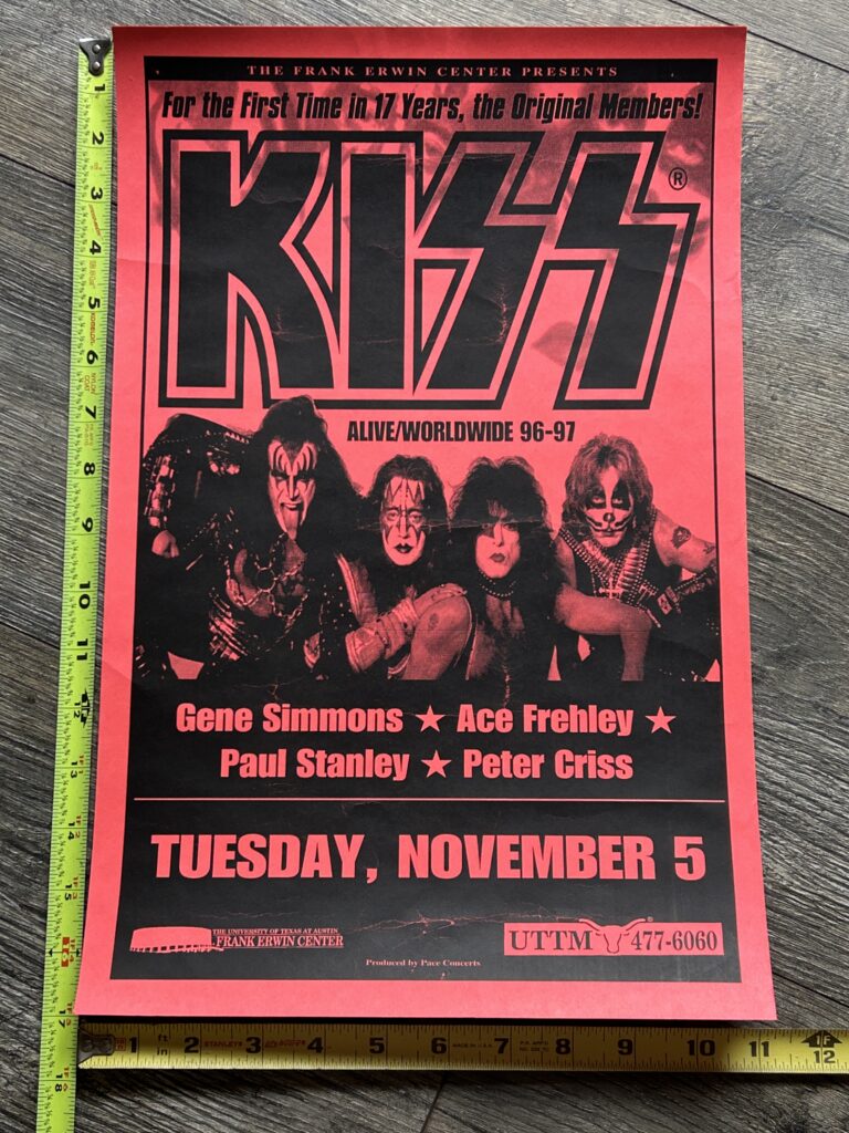 KISS Concert Poster Alive Worldwide Reunion Tour Austin Texas Nov 5 Vintage Kiss