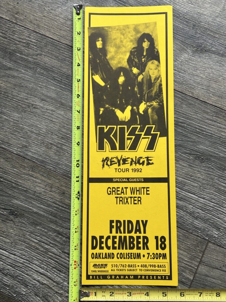 KISS Concert Poster Revenge Tour Oakland Dec 18 1992 Bill Graham Vintage Kiss