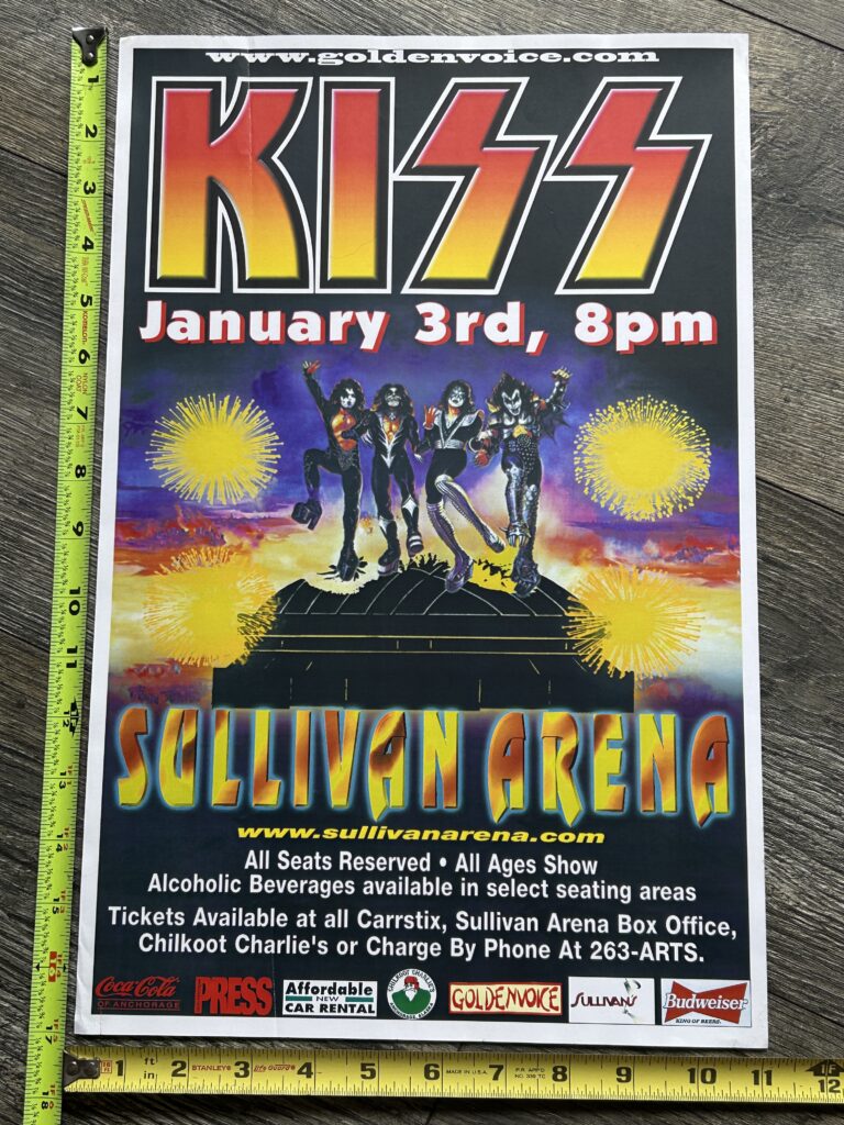 KISS Concert Poster Psycho Circus Tour Alaska Sullivan Arena Jan 3 Vintage Kiss
