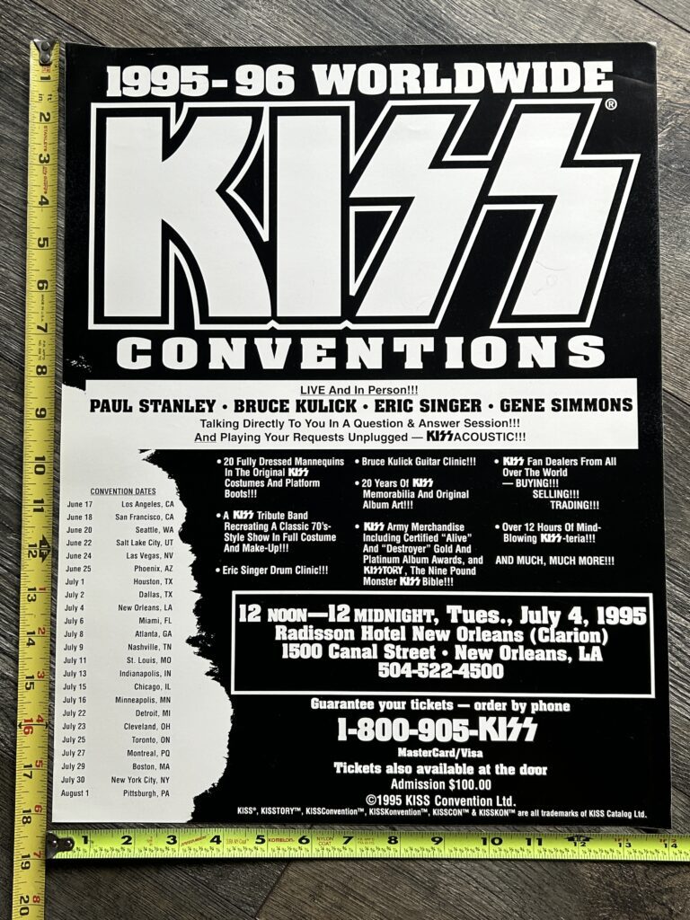 KISS Concert Poster New Orleans July 4 Unplugged Convention Tour Vintage Kiss