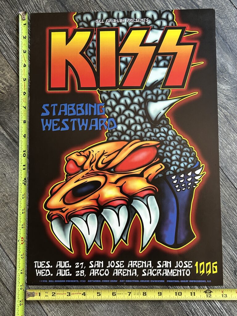 KISS Concert Poster Reunion Tour Bill Graham San Jose Sacramento CA Vintage Kiss