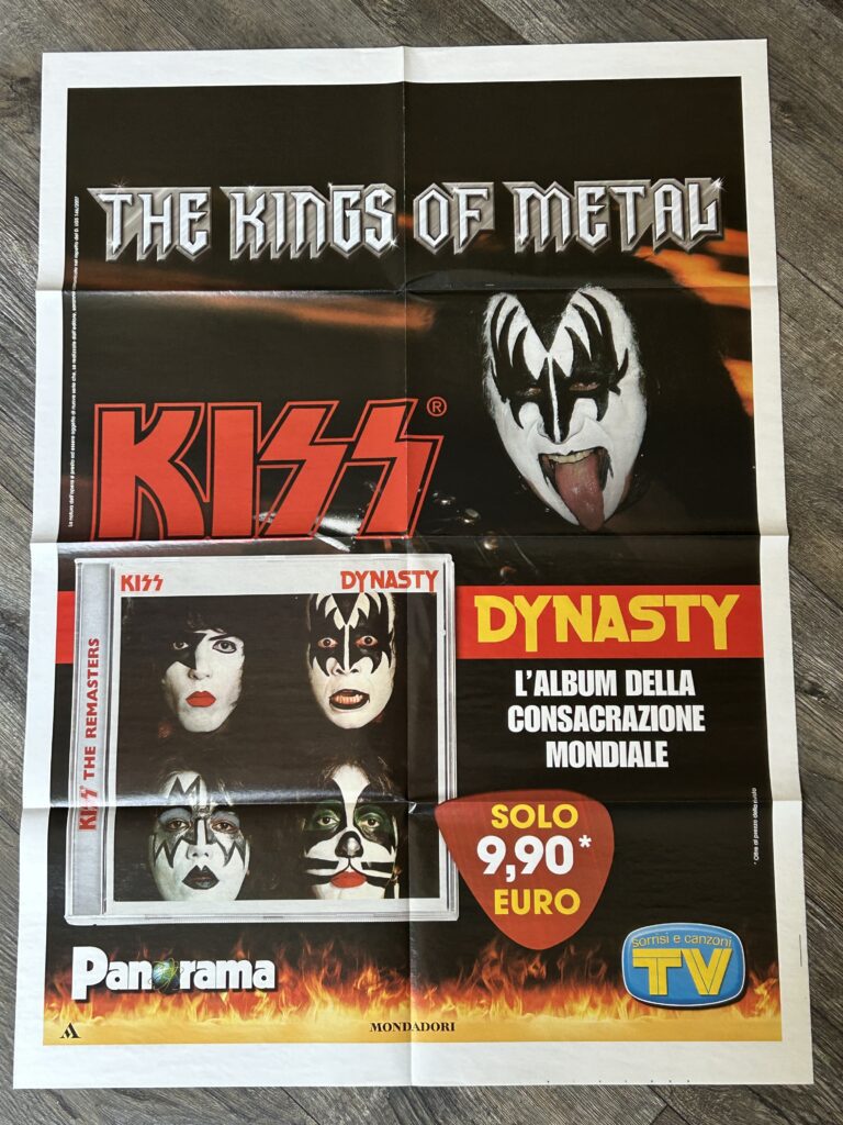 KISS Promo Poster Dynasty Remaster CD The Kings Of Metal Italy Vintage Kiss
