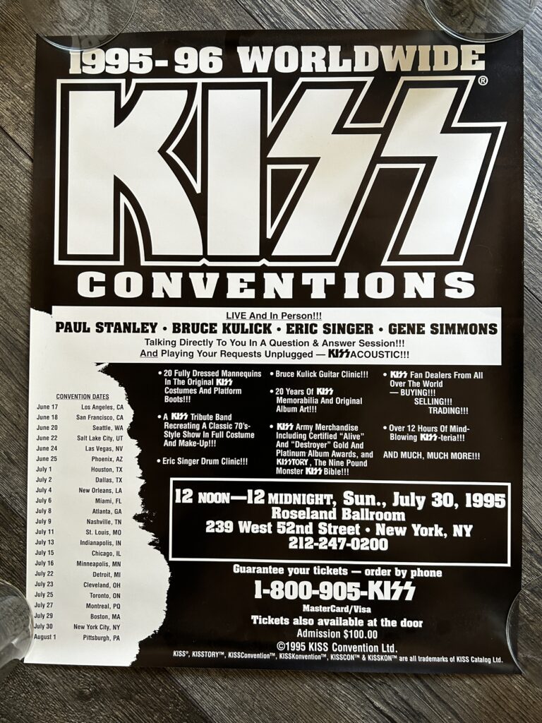 KISS Concert Poster Unplugged Convention Tour NYC NY July 30 1995 Vintage Kiss