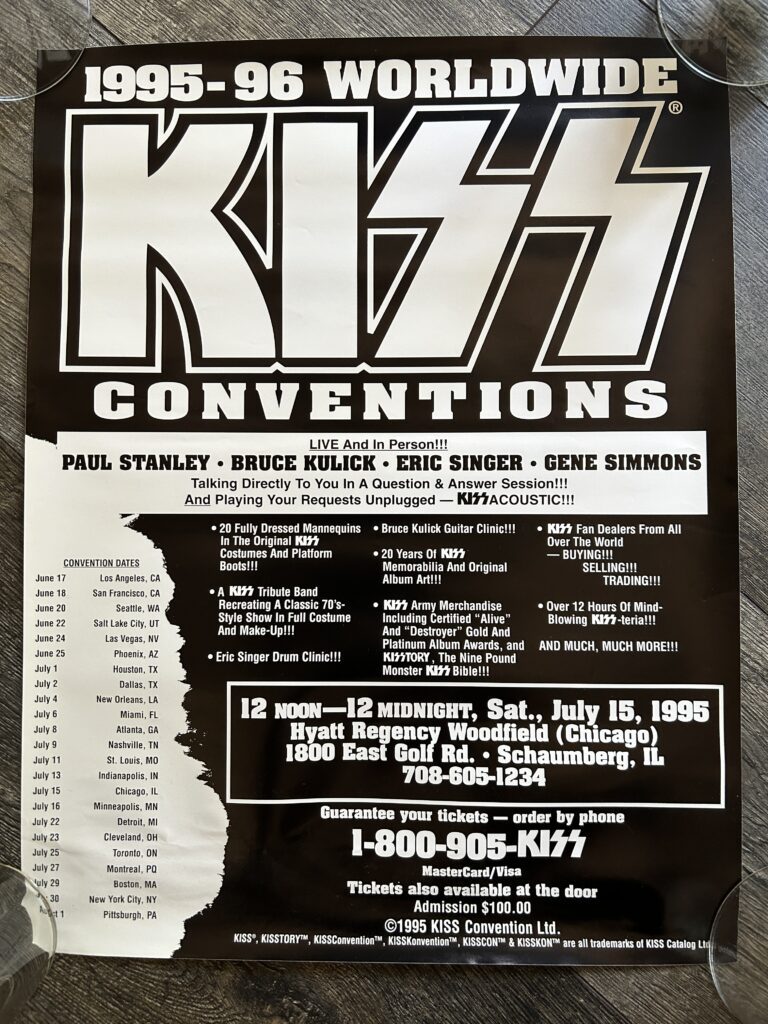 KISS Concert Poster Unplugged Convention Tour Chicago July 15 1995 Vintage Kiss