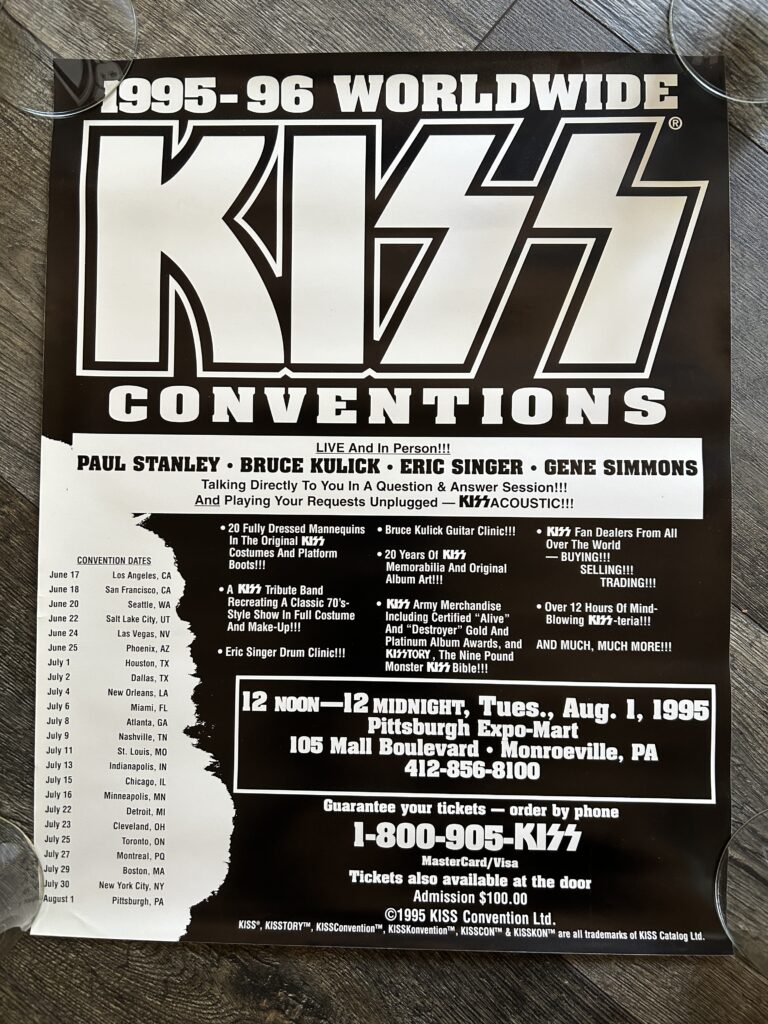 KISS Concert Poster Unplugged Convention Tour Pittsburgh Aug 1 1995 Vintage Kiss