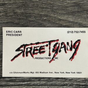 KISS Business Card ERIC CARR Streetgang Productions Vintage Kiss Memorabilia A