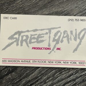 KISS Business Card ERIC CARR Streetgang Productions Vintage Kiss Memorabilia B