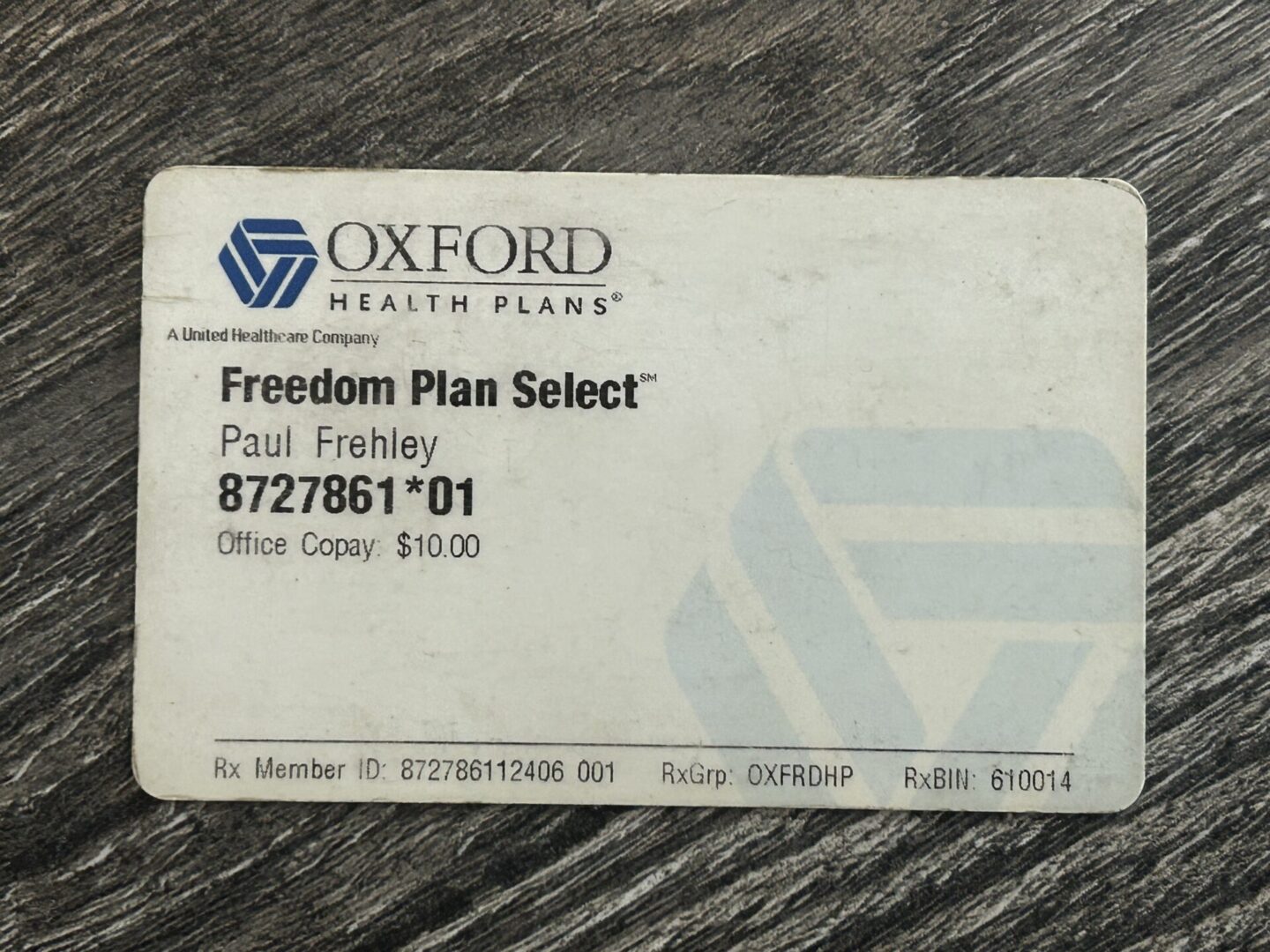 Kiss Card ACE FREHLEY Health Insurance Card Expired Vintage Kiss Memorabilia