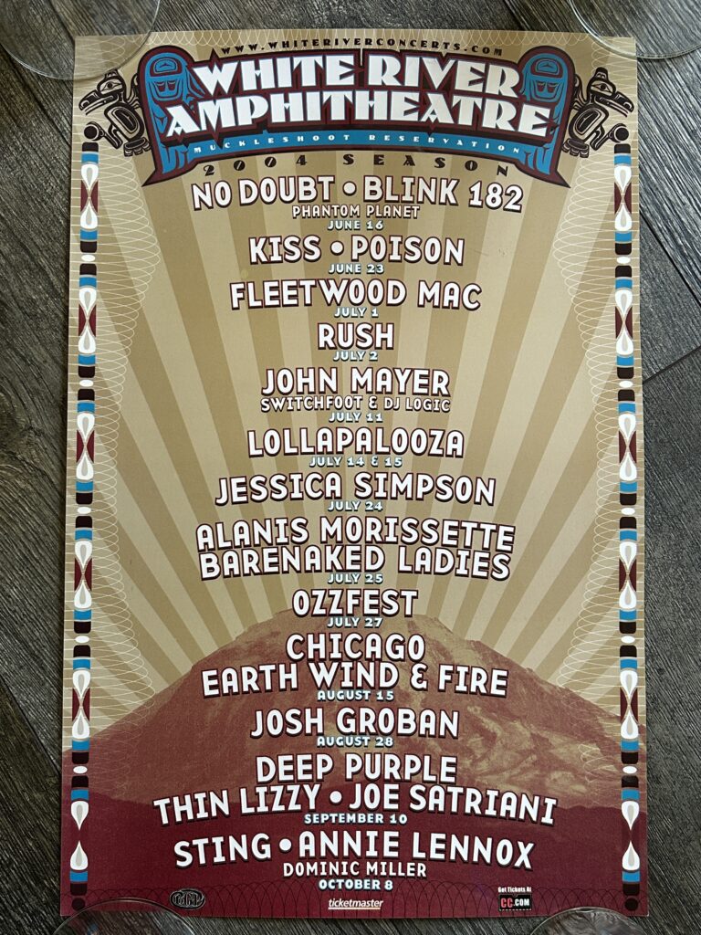 KISS Concert Poster Seattle Tacoma 2004 Vintage Kiss Rush Prog Lollapalooza