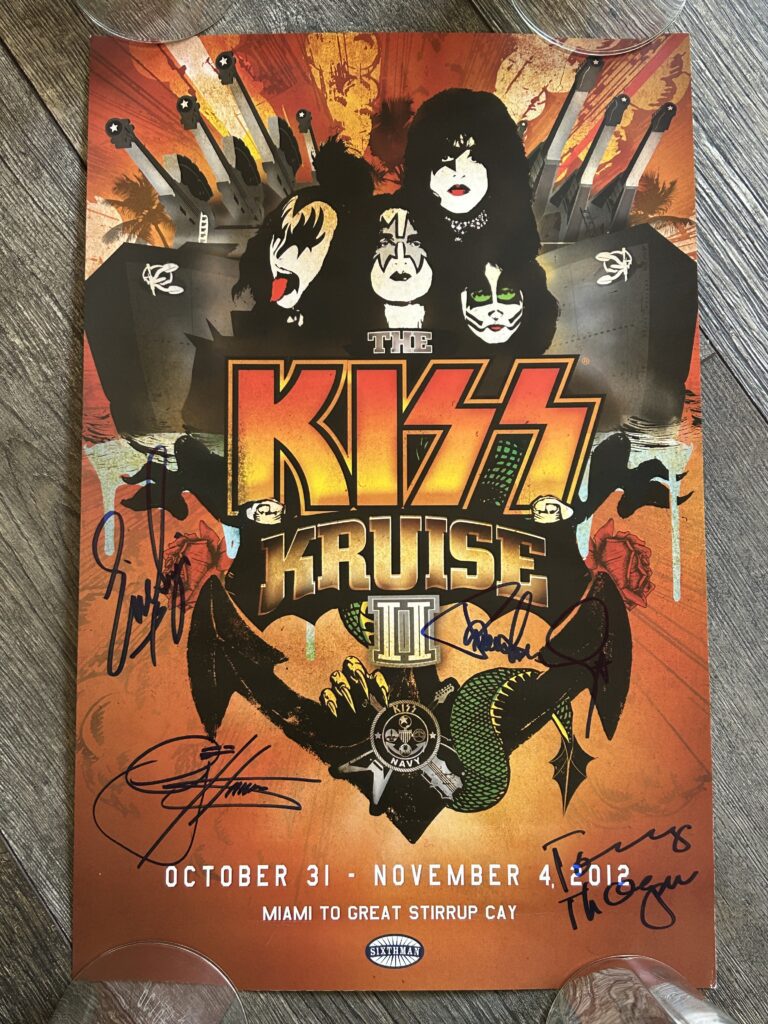 KISS Poster Signed Autograph Kiss Kruise II Gene Simmons Paul Stanley Eric Tommy