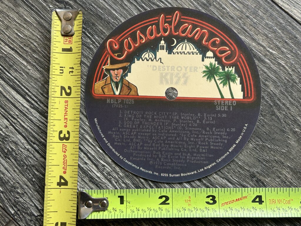 KISS Vinyl Record UNUSED Blue Spindle Label DESTROYER Side 1 Vintage Kiss Aucoin