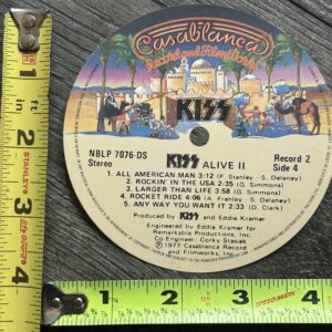 KISS Vinyl Record UNUSED Spindle Label ALIVE 2 Side 4 USA Vintage Kiss Aucoin
