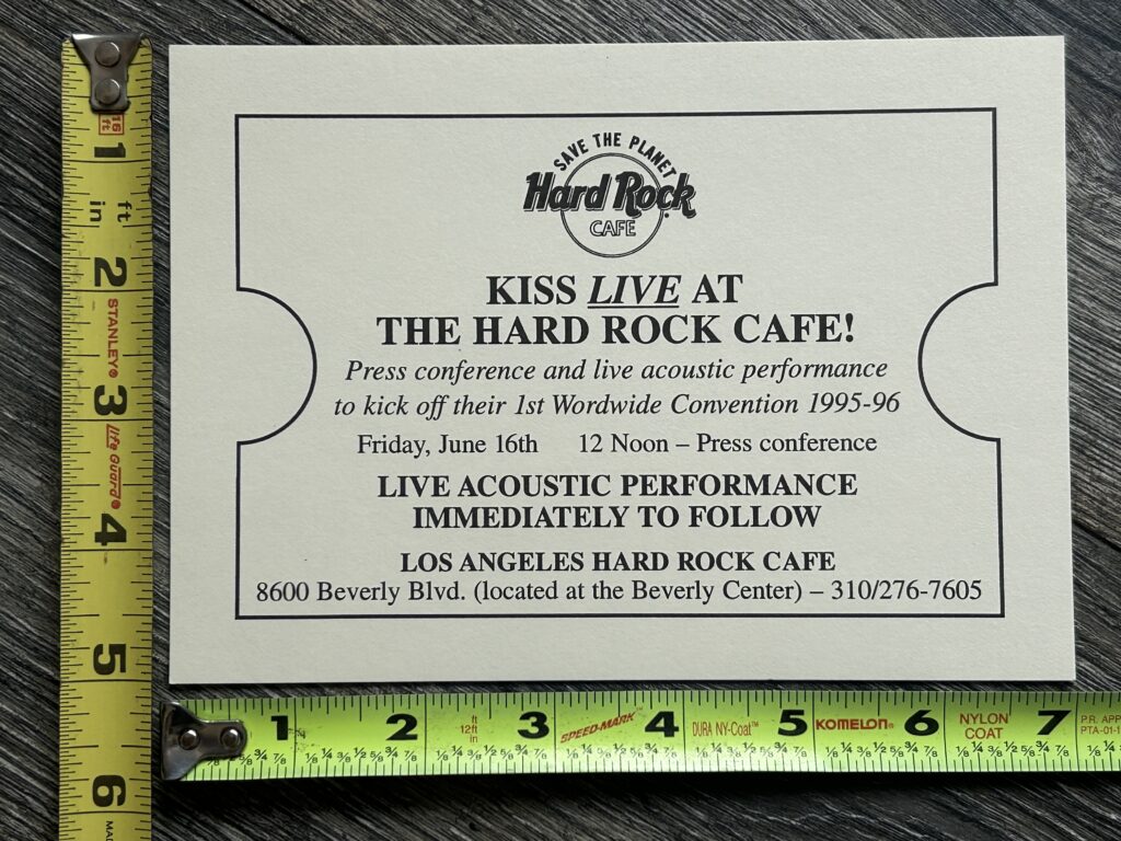 KISS Ticket Invitation Unplugged Convention Press Conference 1995 Vintage Kiss