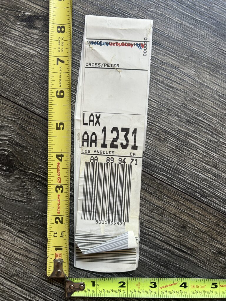 KISS Reunion Tour PETER CRISS Luggage ID Tag American Airlines LAX Vintge Kiss B