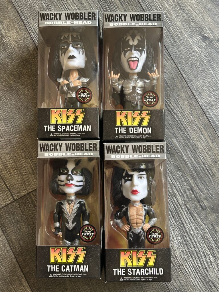 KISS Wacky Wobbler Bobble Head Glow In The Dark Chase Set Funko Vintage Kiss