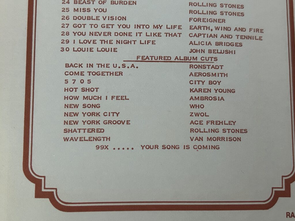 KISS Radio Survey ACE FREHLEY NY Groove Sept 29 1978 KISS Vintage Kiss Aucoin