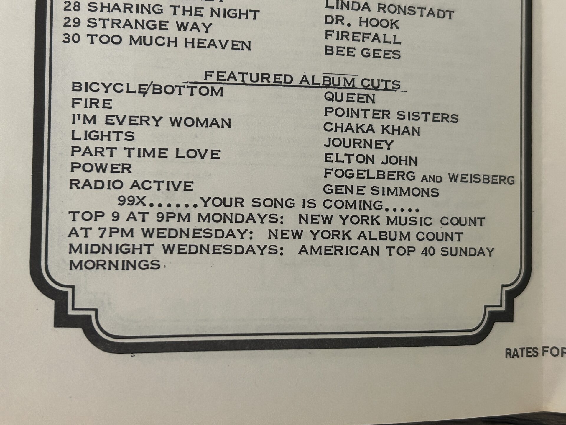 KISS Radio Survey GENE SIMMONS Radioactive Nov 17 1978 KISS Vintage Kiss Aucoin