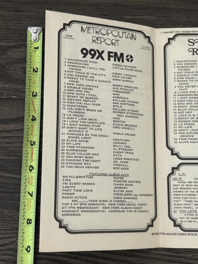 KISS Radio Survey GENE SIMMONS Radioactive Nov 17 1978 KISS Vintage Kiss Aucoin