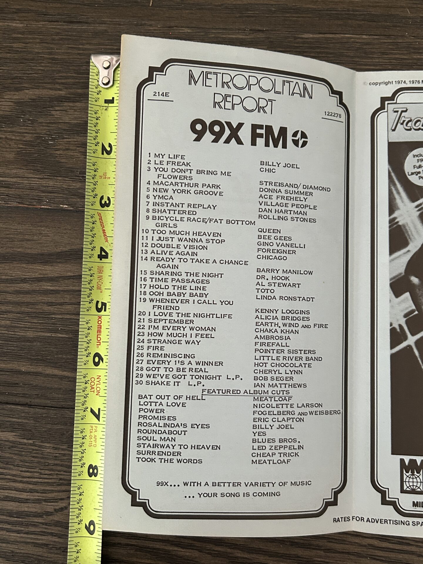 KISS Radio Survey ACE FREHLEY NY Groove #5 Dec 22 1978 KISS Vintage Kiss Aucoin