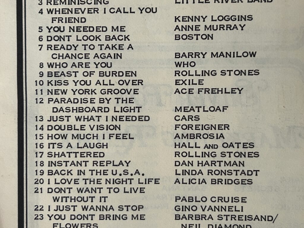 KISS Radio Survey ACE FREHLEY NY Groove Nov 10 1978 KISS Vintage Kiss Aucoin