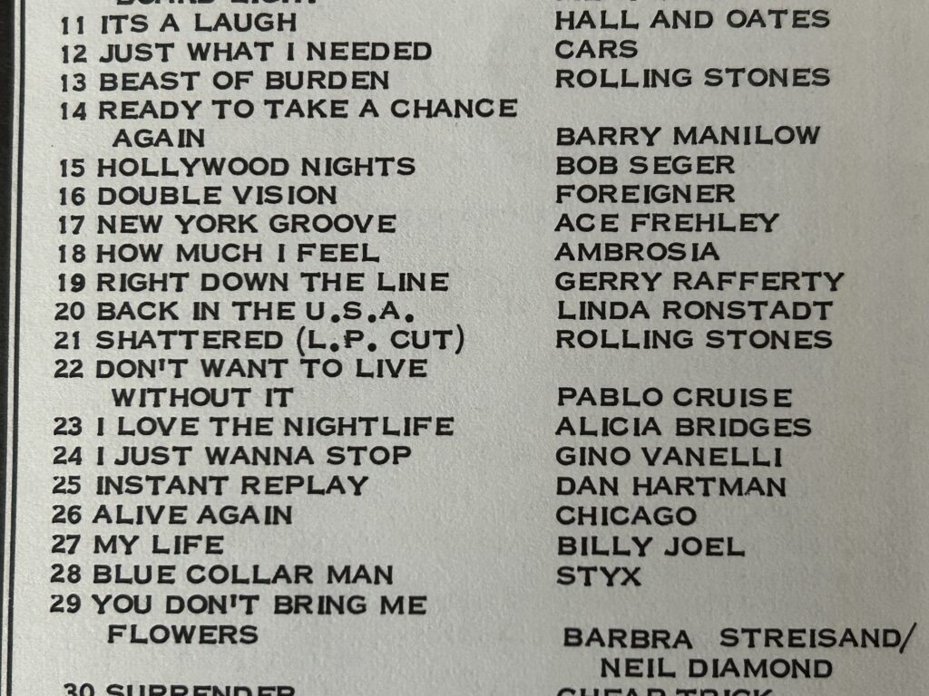 KISS Radio Survey ACE FREHLEY NY Groove Nov 3 1978 KISS Vintage Kiss Aucoin