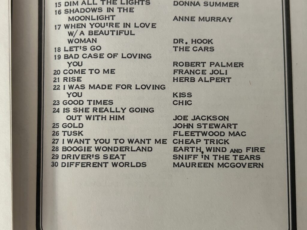 KISS Radio Survey I Was Made For Lovin You Sept 28 1979 KISS Vintage Kiss Aucoin