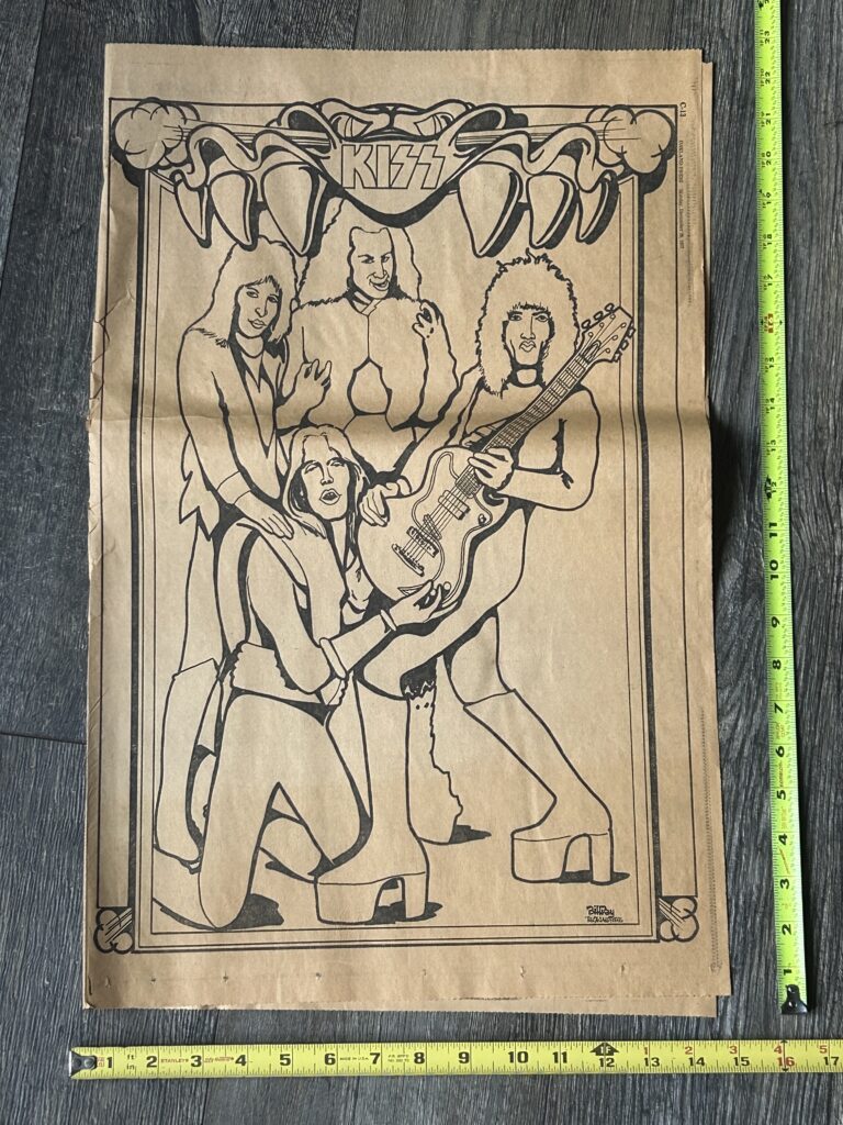KISS Poster 1977 Gibson Guitar Group Pose No Makeup to Color Vintage Kiss Aucoin