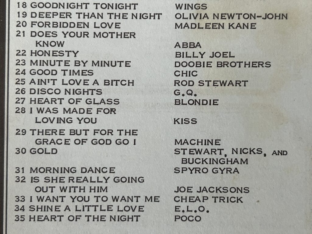 KISS Radio Survey I Was Made For Loving You June 29 1979 Vintage Kiss Aucoin