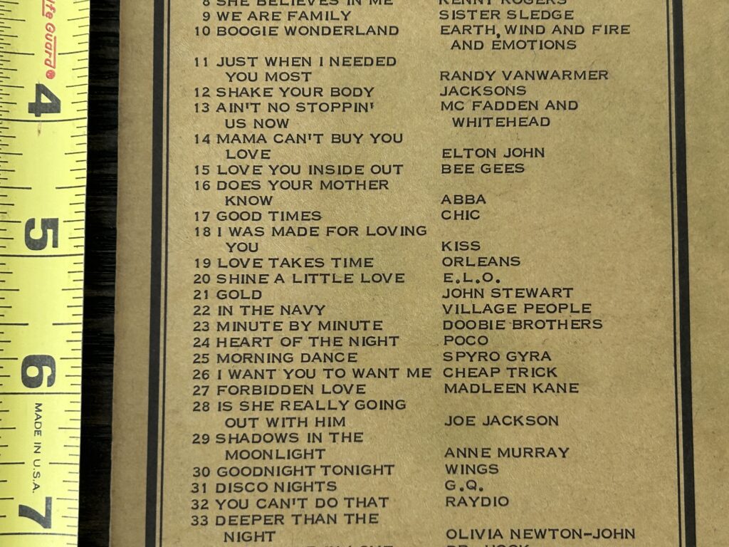 KISS Radio Survey I Was Made For Loving You July 6 1979 Vintage Kiss Aucoin