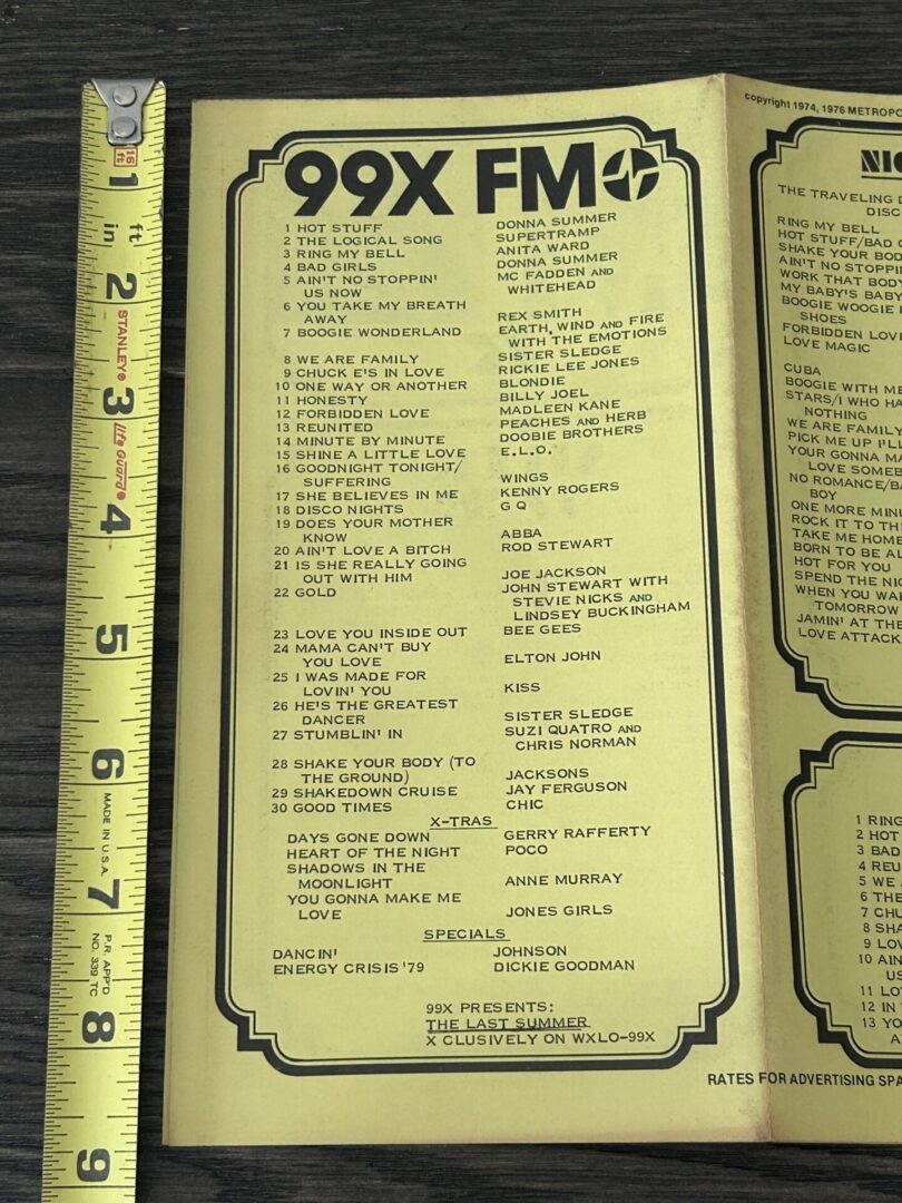 KISS Radio Survey I Was Made For Loving You June 22 1979 Vintage Kiss Aucoin