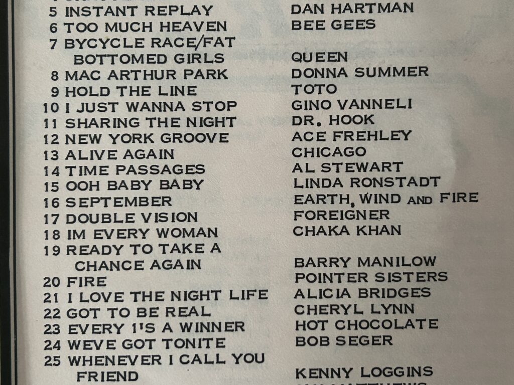 KISS Radio Survey ACE FREHLEY NY Groove Dec 29 1978 KISS Vintage Kiss Aucoin