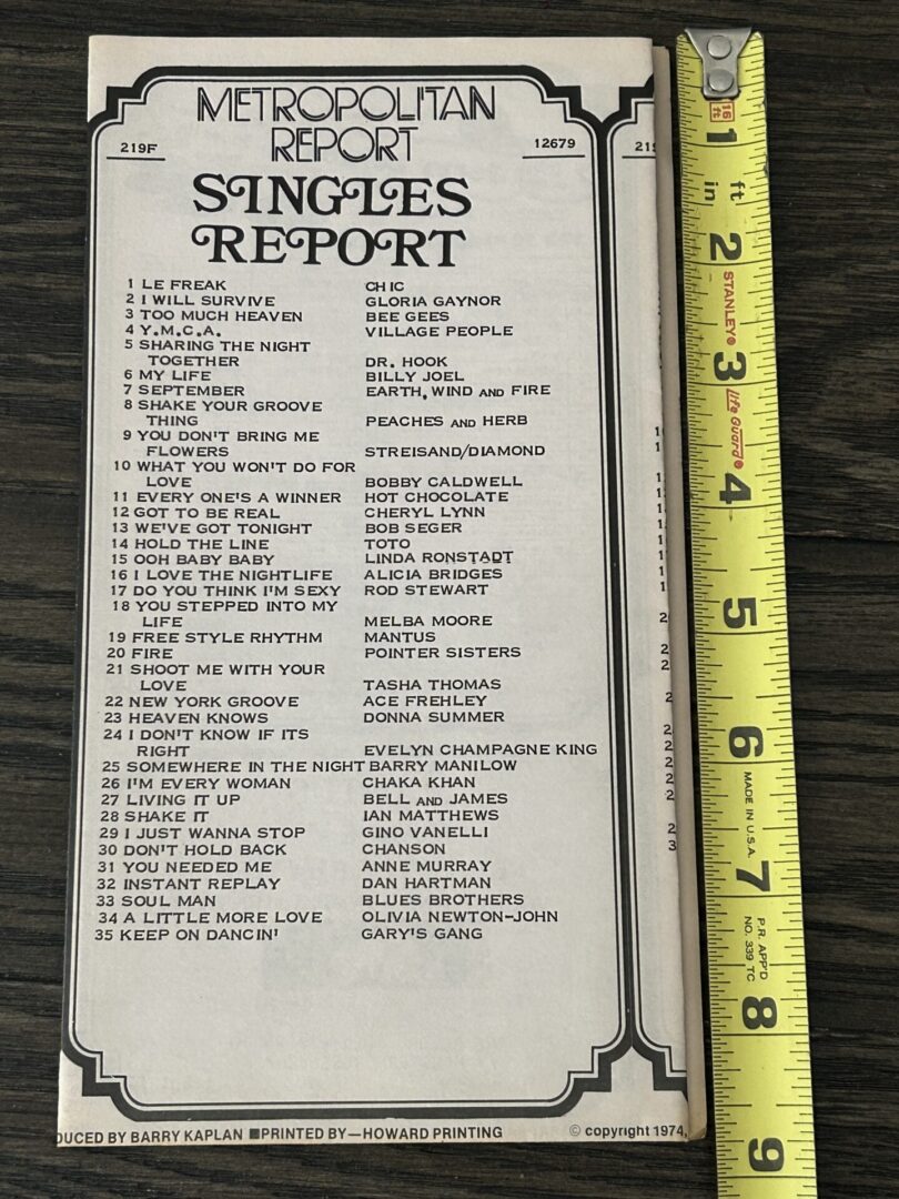 KISS Radio Survey ACE FREHLEY NY Groove Dec 6 1979 KISS Vintage Kiss Aucoin