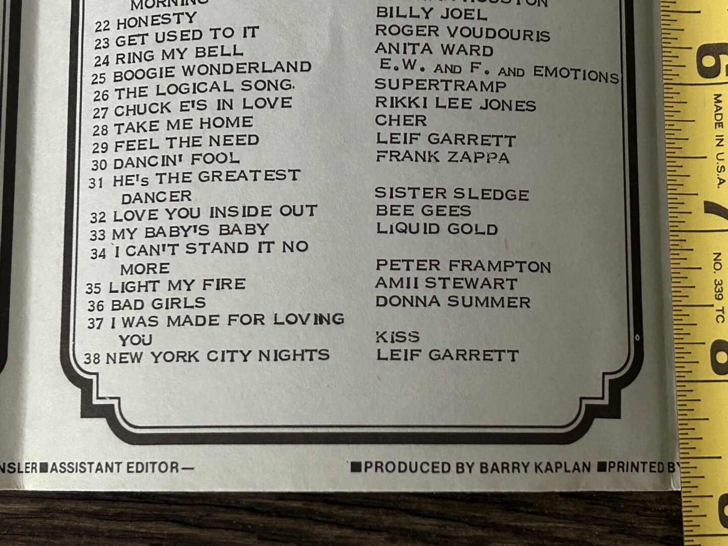 KISS Radio Survey I Was Made For Loving You June 8 1979 KISS Vintage Kiss Aucoin