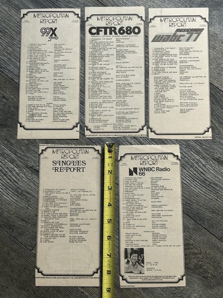 KISS Radio Survey BETH Single 5pc Lot Dec10 1976 Vintage Kiss Aucoin Peter Criss