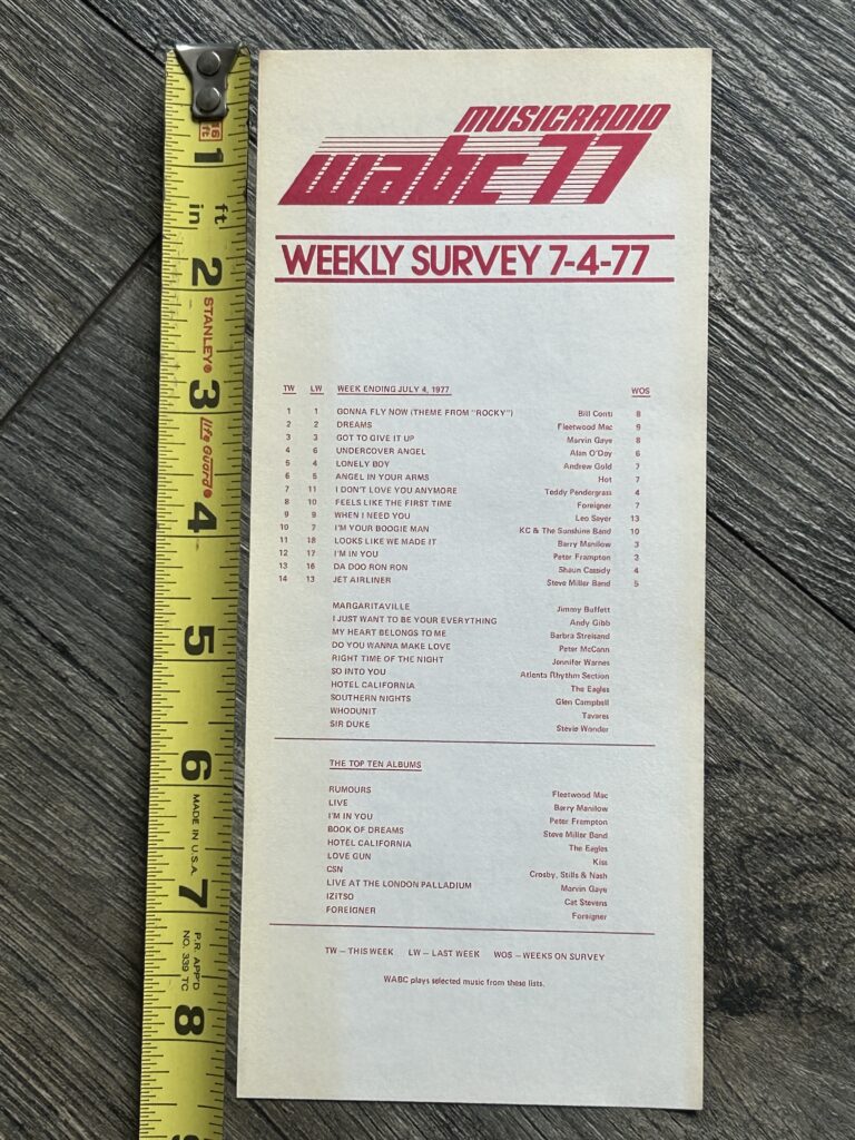 KISS Radio Survey Love Gun Album July 4 1977 Vintage Kiss Aucoin Memorabilia