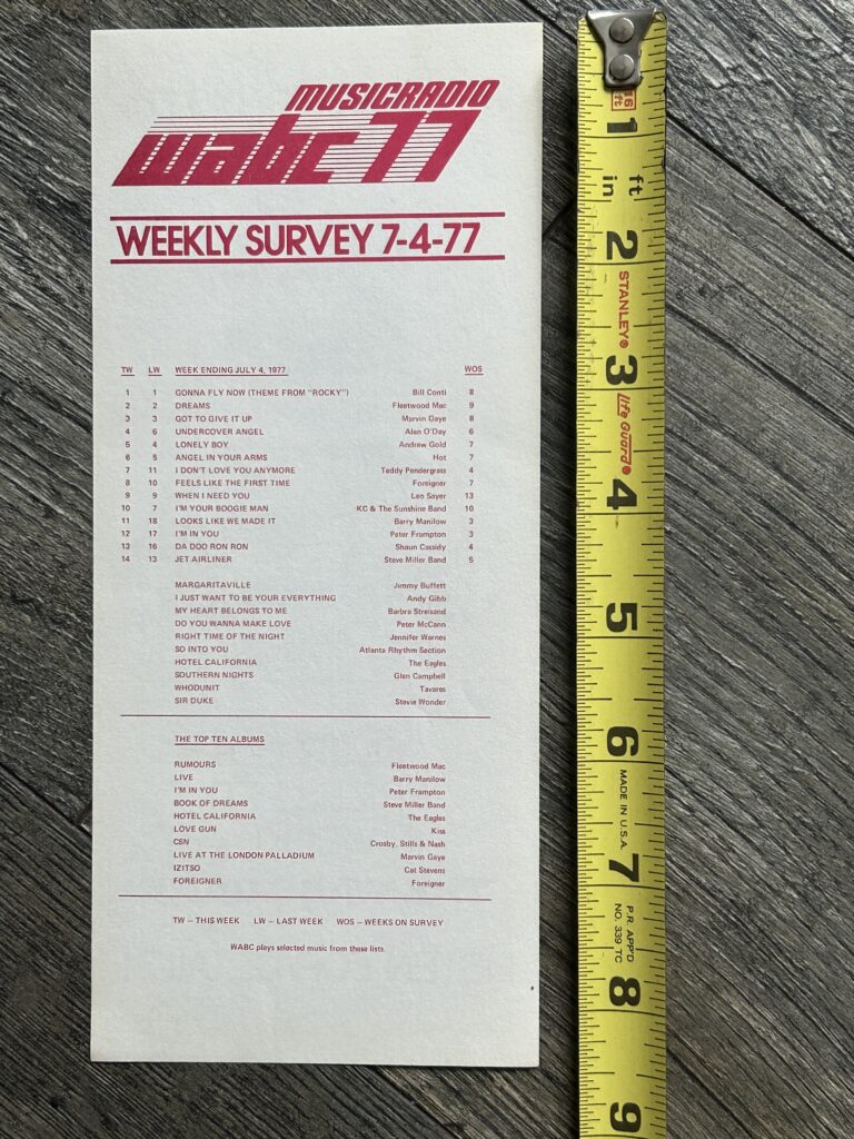 KISS Radio Survey Love Gun Album July 4 1977 Vintage Kiss Aucoin Memorabilia