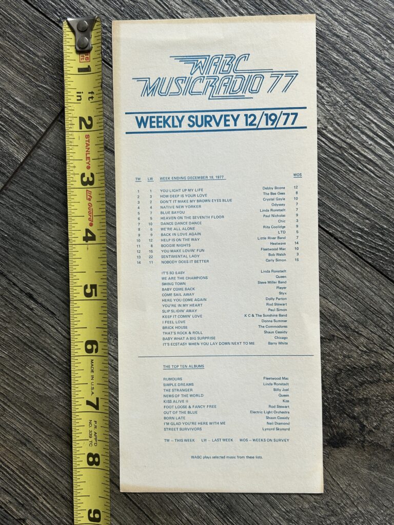 KISS Radio Survey Alive 2 Album Dec 19 1977 Vintage Kiss Aucoin Memorabilia